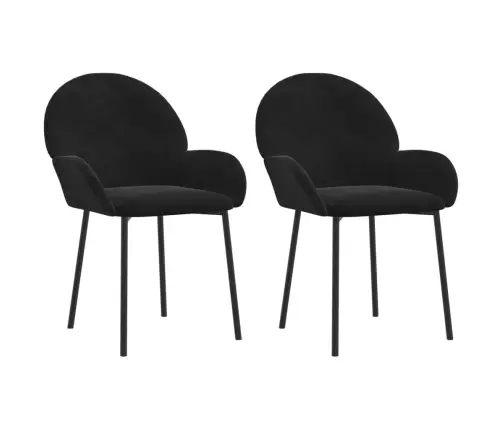 Valgomojo Kėdės, 2Vnt., Juodos Spalvos, Aksomas Valgomojo Kėdės, 2Vnt., Juodos Spalvos, Aksomas