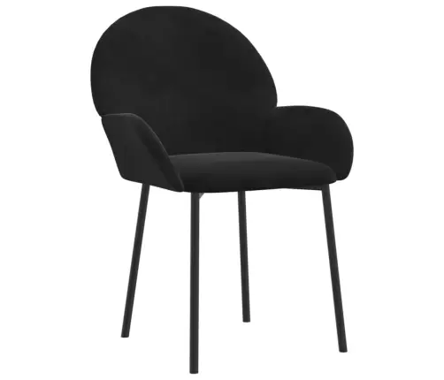 Valgomojo Kėdės, 2Vnt., Juodos Spalvos, Aksomas Valgomojo Kėdės, 2Vnt., Juodos Spalvos, Aksomas