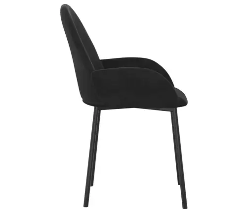 Valgomojo Kėdės, 2Vnt., Juodos Spalvos, Aksomas Valgomojo Kėdės, 2Vnt., Juodos Spalvos, Aksomas