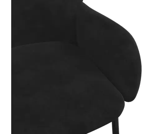 Valgomojo Kėdės, 2Vnt., Juodos Spalvos, Aksomas Valgomojo Kėdės, 2Vnt., Juodos Spalvos, Aksomas