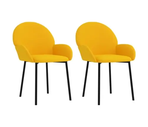 Valgomojo Kėdės, 2Vnt., Geltonos Spalvos, Aksomas
