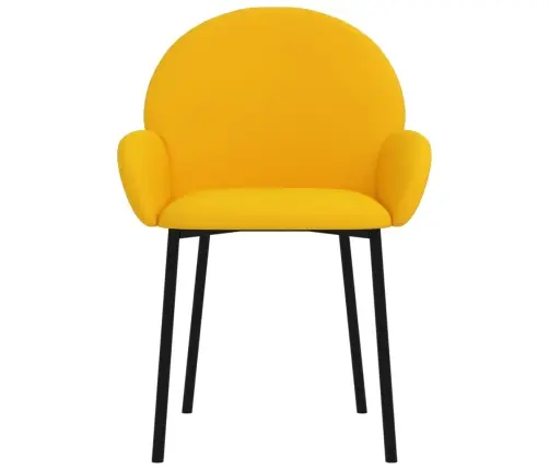 Valgomojo Kėdės, 2Vnt., Geltonos Spalvos, Aksomas