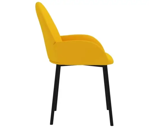 Valgomojo Kėdės, 2Vnt., Geltonos Spalvos, Aksomas