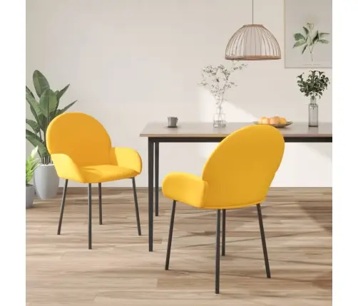Valgomojo Kėdės, 2Vnt., Geltonos Spalvos, Aksomas