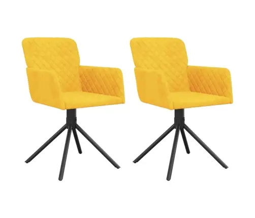 Grozāmi Virtuves Krēsli, 2 Gab., Dzeltens Samts Vidaxl