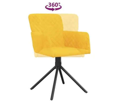 Grozāmi Virtuves Krēsli, 2 Gab., Dzeltens Samts Vidaxl