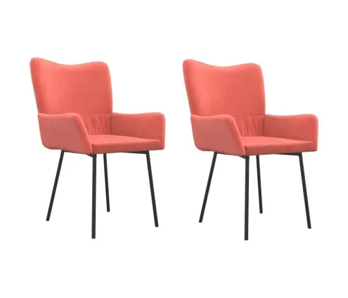 Virtuves Krēsli, 2 Gab., Rozā Samts Vidaxl Virtuves Krēsli, 2 Gab., Rozā Samts Vidaxl