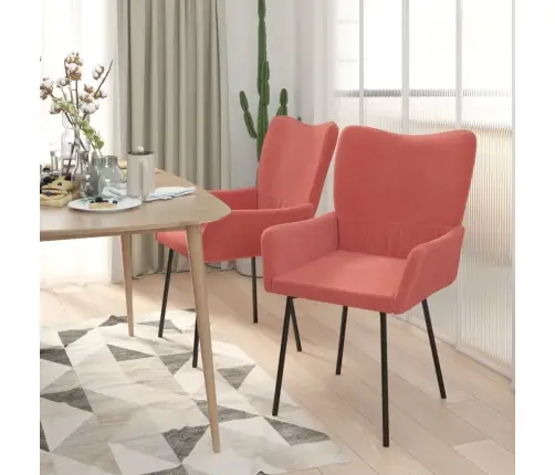 Virtuves Krēsli, 2 Gab., Rozā Samts Vidaxl Virtuves Krēsli, 2 Gab., Rozā Samts Vidaxl