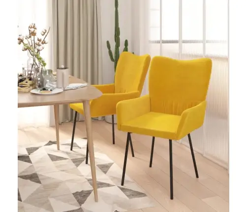 Virtuves Krēsli, 2 Gab., Dzeltens Samts Vidaxl