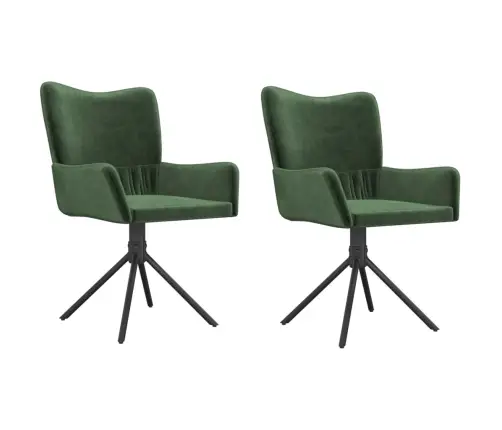 Grozāmi Virtuves Krēsli, 2 Gab., Tumši Zaļš Samts Vidaxl