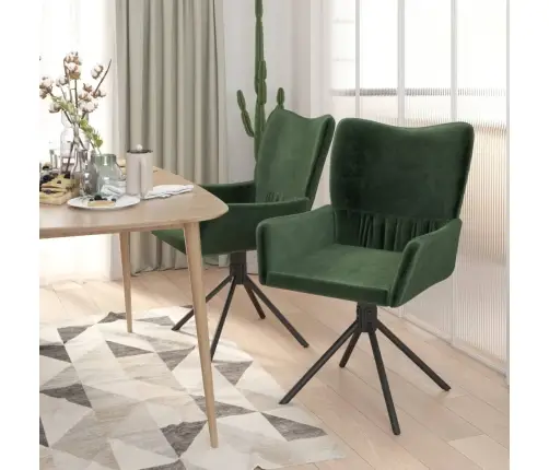 Grozāmi Virtuves Krēsli, 2 Gab., Tumši Zaļš Samts Vidaxl