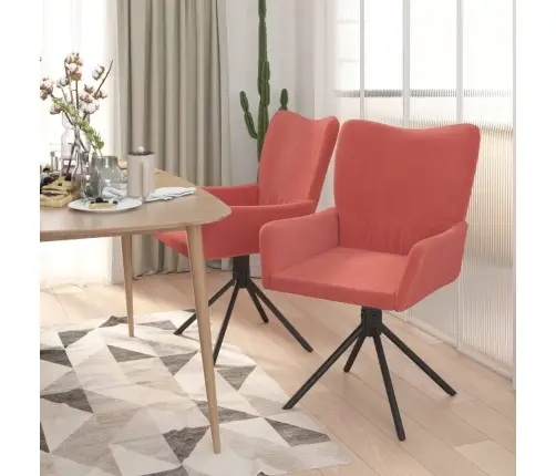 Pasukamos Valgomojo Kėdės, 2Vnt., Rožinės Spalvos, Aksomas