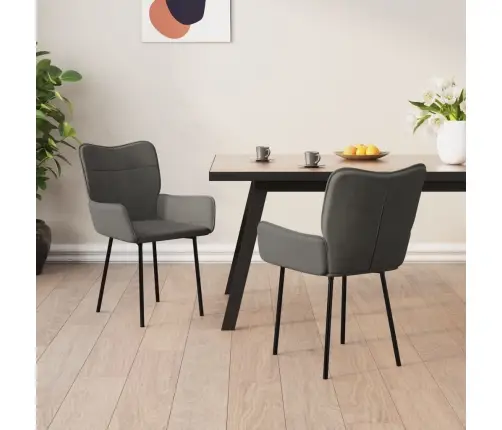 Virtuves Krēsli, 2 Gab., Tumši Pelēks Samts Vidaxl