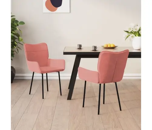 Virtuves Krēsli, 2 Gab., Rozā Samts Vidaxl