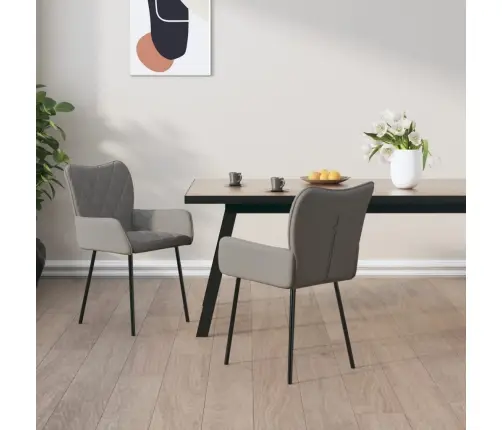 Valgomojo Kėdės, 2Vnt., Šviesiai Pilkos Spalvos, Audinys Valgomojo Kėdės, 2Vnt., Šviesiai Pilkos Spalvos, Audinys