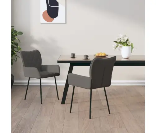 Virtuves Krēsli, 2 Gab., Tumši Pelēks Audums Vidaxl