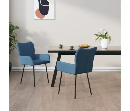 Virtuves Krēsli, 2 Gab., Zils Audums Vidaxl