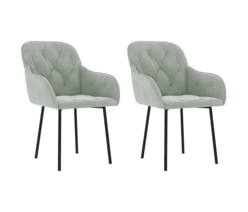 Valgomojo Kėdės, 2Vnt., Šviesiai Pilkos Spalvos, Aksomas