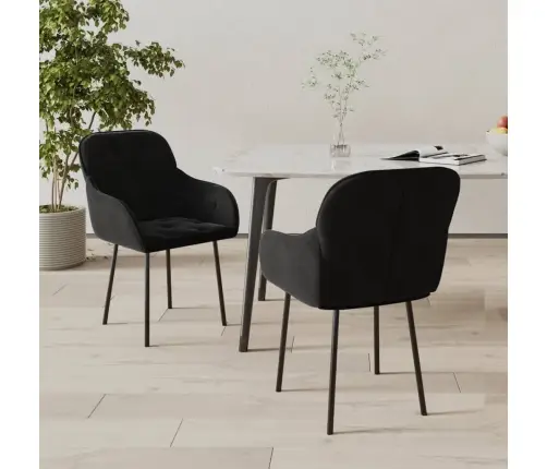 Virtuves Krēsli, 2 Gab., Melns Samts Vidaxl Virtuves Krēsli, 2 Gab., Melns Samts Vidaxl