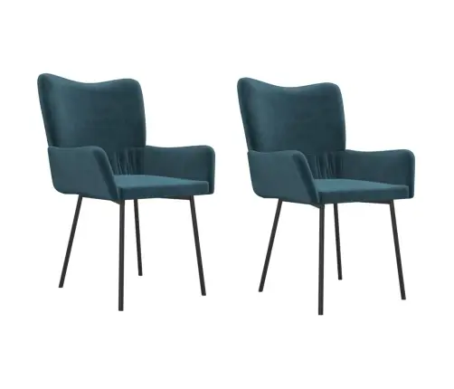 Virtuves Krēsli, 2 Gab., Zils Samts Vidaxl