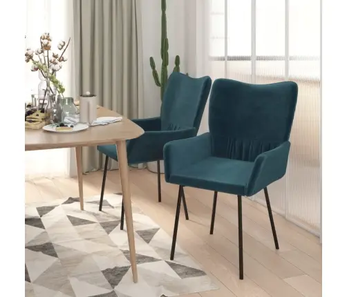 Virtuves Krēsli, 2 Gab., Zils Samts Vidaxl