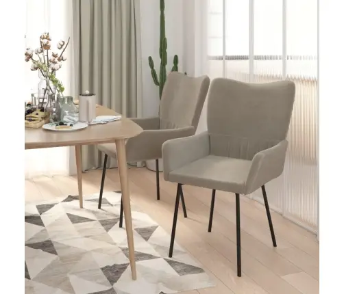 Virtuves Krēsli, 2 Gab., Gaiši Pelēks Samts Vidaxl