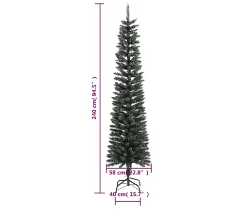 Mākslīgā Ziemassvētku Egle Ar Statīvu, Šaura, 240 Cm, Zaļa, Pvc Vidaxl