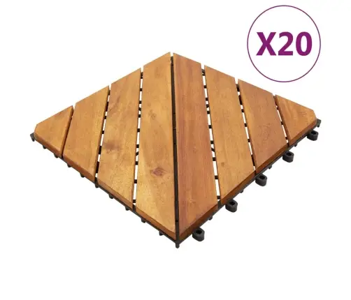 Terases Flīzes, 20 Gab., Brūnas, 30X30 Cm, Akācijas Masīvkoks Vidaxl