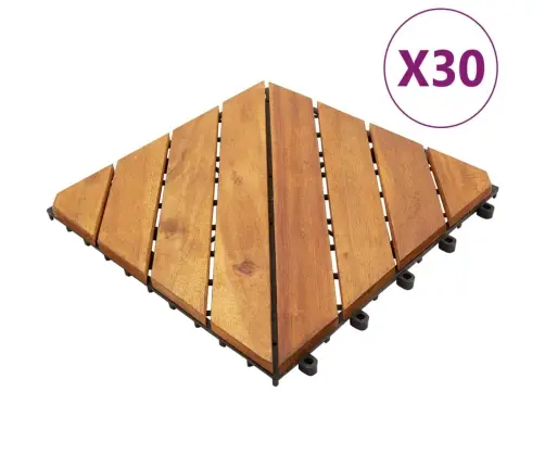 Terases Flīzes, 30 Gab., Brūnas, 30X30 Cm, Akācijas Masīvkoks Vidaxl