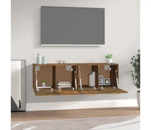 Sienas Skapīši, 2 Gab., Ozola, 60X36,5X35 Cm, Inženierijas Koks Vidaxl