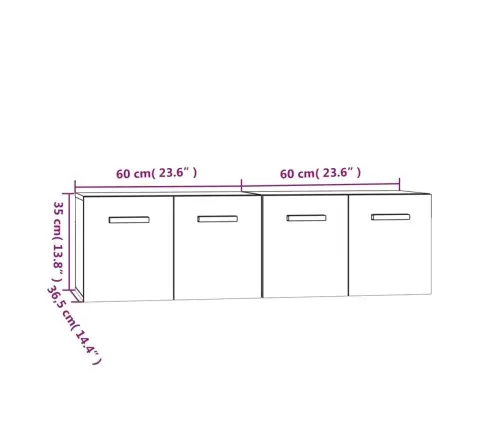 Sienas Skapīši, 2 Gab., Ozola, 60X36,5X35 Cm, Inženierijas Koks Vidaxl