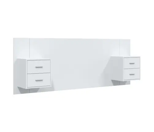 Gultas Galvgalis Ar Skapīšiem, Balts, Inženierijas Koks Vidaxl