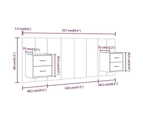 Gultas Galvgalis Ar Skapīšiem, Balts, Inženierijas Koks Vidaxl