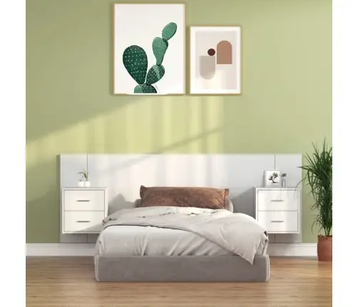 Gultas Galvgalis Ar Skapīšiem, Balts, Inženierijas Koks Vidaxl