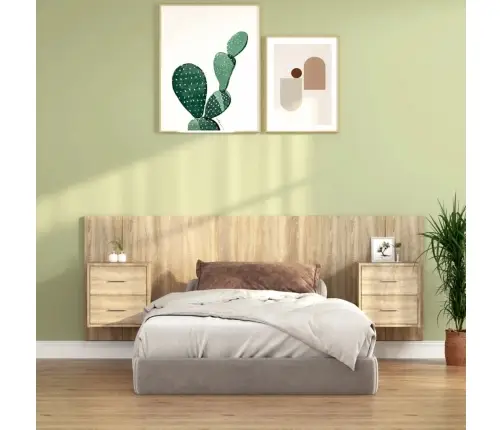 Gultas Galvgalis Ar Skapīšiem, Ozola Krāsā, Inženierijas Koks Vidaxl