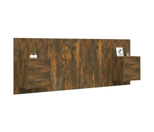 Gultas Galvgalis Ar Skapīšiem,Ozolkoka Krāsa, Inženierijas Koks Vidaxl