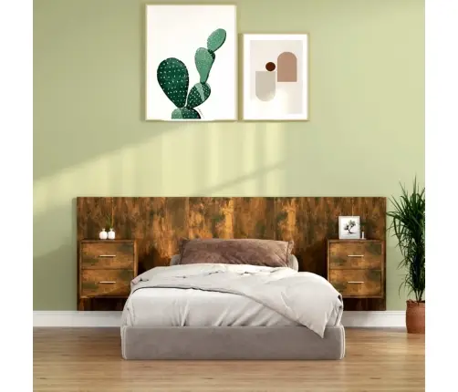 Gultas Galvgalis Ar Skapīšiem,Ozolkoka Krāsa, Inženierijas Koks Vidaxl