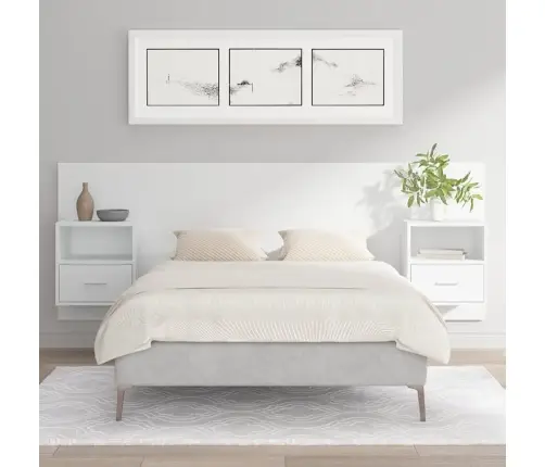 Gultas Galvgalis Ar Skapīšiem, Balts, Inženierijas Koks Vidaxl