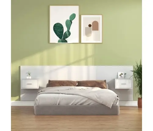 Gultas Galvgalis Ar Skapīšiem, Balts, Inženierijas Koks Vidaxl