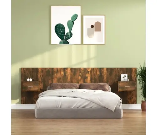 Gultas Galvgalis Ar Skapīšiem,Ozolkoka Krāsa, Inženierijas Koks Vidaxl