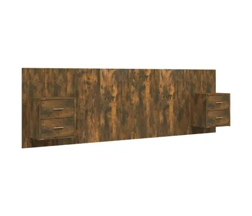 Gultas Galvgalis Ar Skapīšiem,Ozolkoka Krāsa, Inženierijas Koks Vidaxl