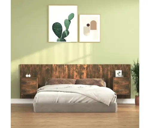 Gultas Galvgalis Ar Skapīšiem,Ozolkoka Krāsa, Inženierijas Koks Vidaxl