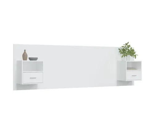 Gultas Galvgalis Ar Skapīšiem, Balts, Inženierijas Koks Vidaxl