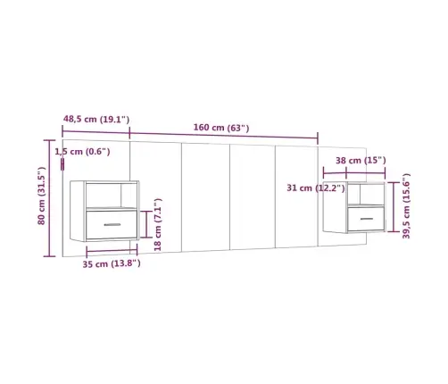 Gultas Galvgalis Ar Skapīšiem, Ozola Krāsā, Inženierijas Koks Vidaxl Gultas Galvgalis Ar Skapīšiem, Ozola Krāsā, Inženierijas Koks Vidaxl
