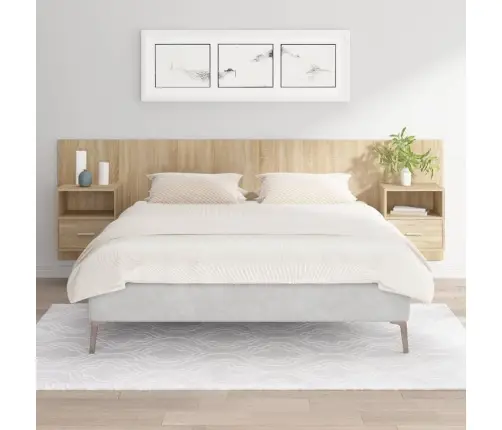 Gultas Galvgalis Ar Skapīšiem, Ozola Krāsā, Inženierijas Koks Vidaxl Gultas Galvgalis Ar Skapīšiem, Ozola Krāsā, Inženierijas Koks Vidaxl