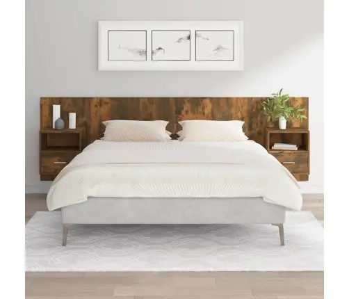 Gultas Galvgalis Ar Skapīšiem,Ozolkoka Krāsa, Inženierijas Koks Vidaxl