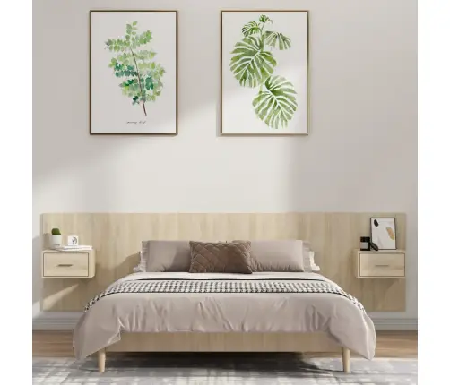 Gultas Galvgalis Ar Skapīšiem, Ozola Krāsā, Inženierijas Koks Vidaxl