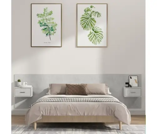 Gultas Galvgalis Ar Skapīšiem, Betona Pelēks, Inženierijas Koks Vidaxl