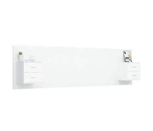 Gultas Galvgalis Ar Skapīšiem, Balts, Inženierijas Koks Vidaxl