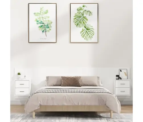 Gultas Galvgalis Ar Skapīšiem, Balts, Inženierijas Koks Vidaxl